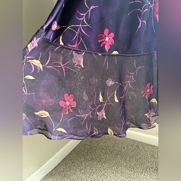 Y2K Whimsigoth Fairy Deep Purple Satin Slip Dress Size Large - Picture 3 of 11